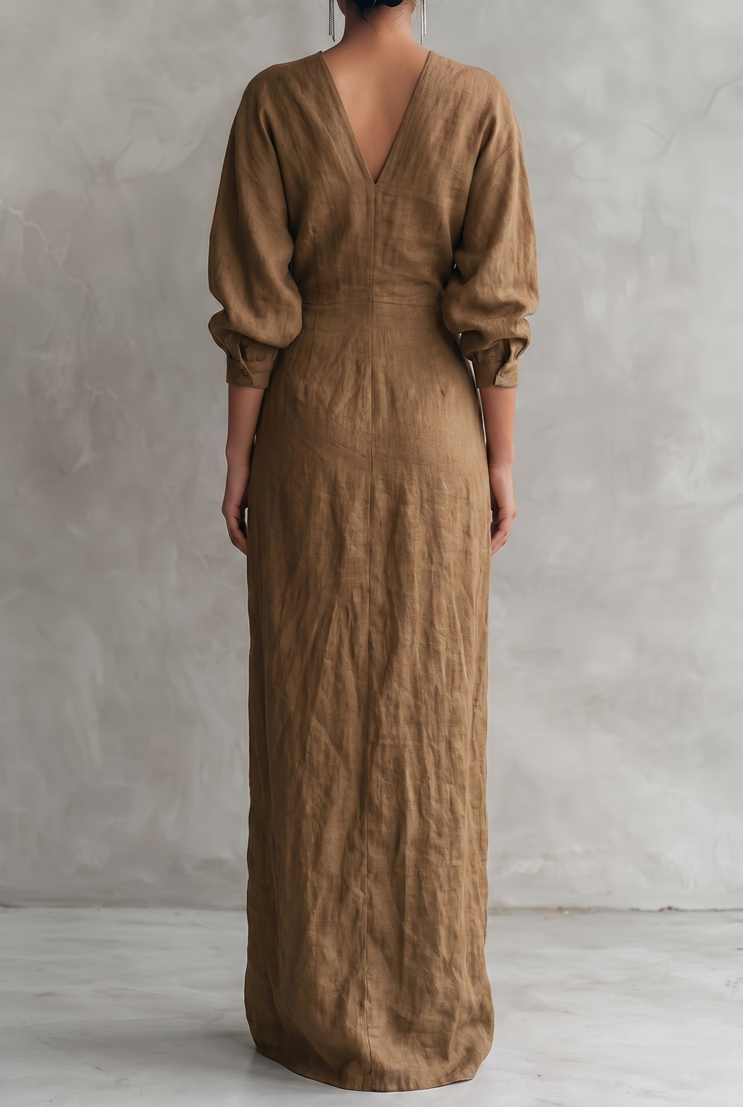 Layla | Graceful V-Neck Wrap Maxi Linen Dress