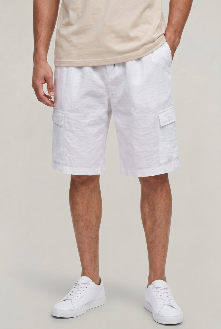 Levi | Refined Drawstring Cargo Linen Shorts