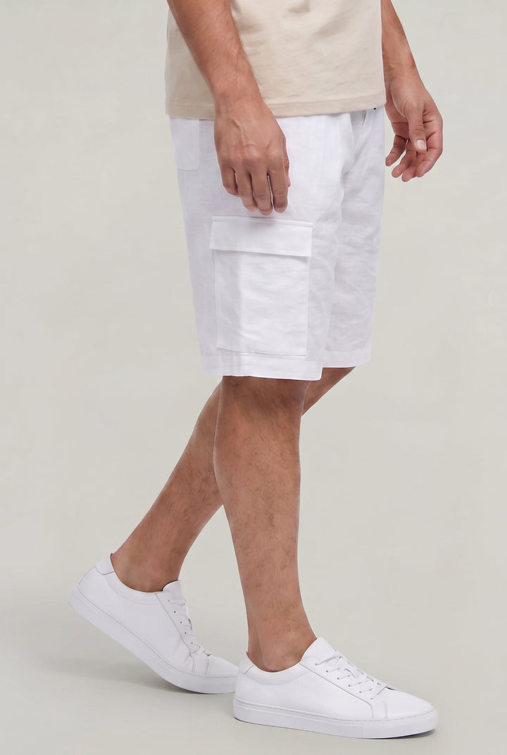 Levi | Refined Drawstring Cargo Linen Shorts