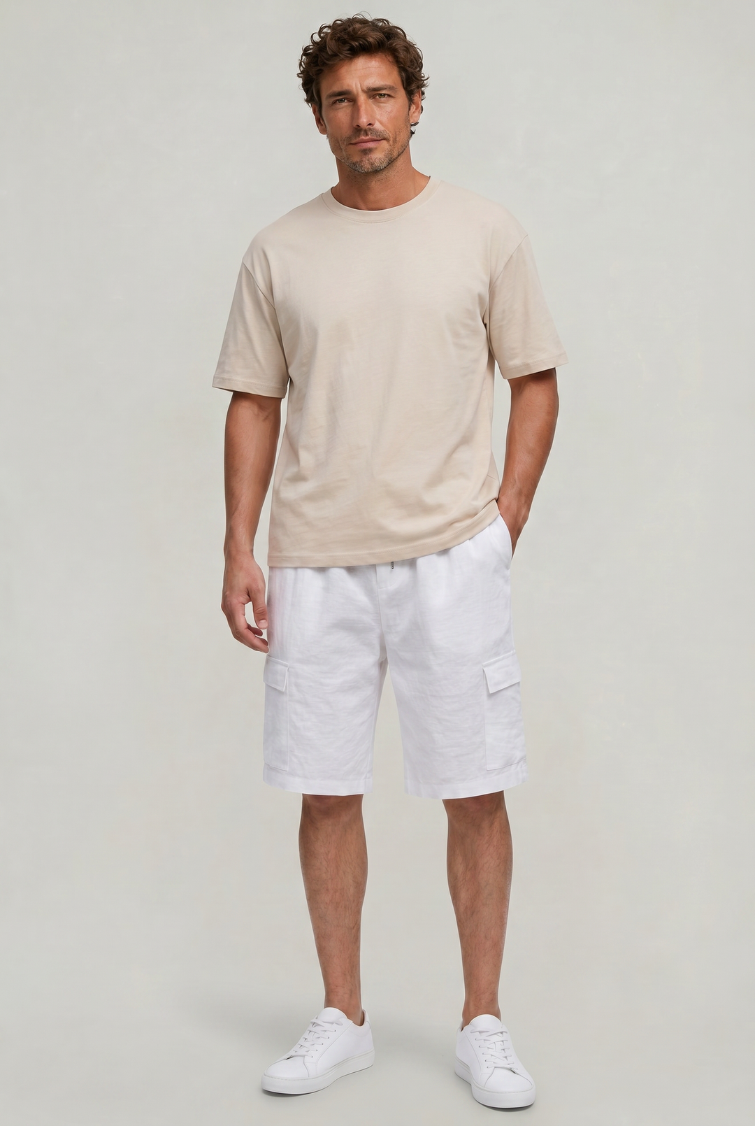 Levi | Refined Drawstring Cargo Linen Shorts