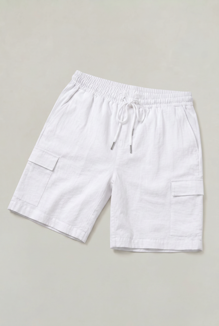 Levi | Refined Drawstring Cargo Linen Shorts