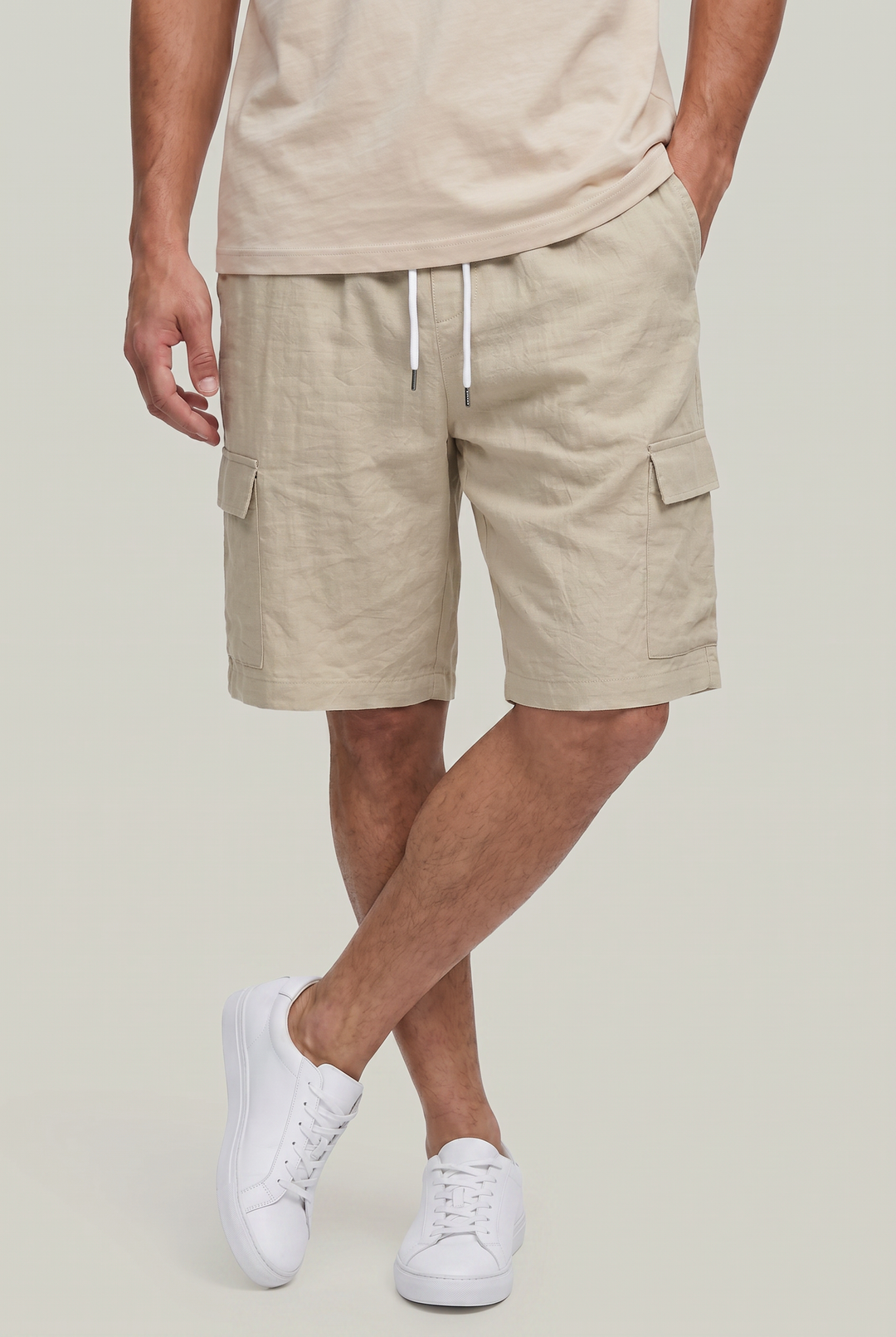 Levi | Refined Drawstring Cargo Linen Shorts