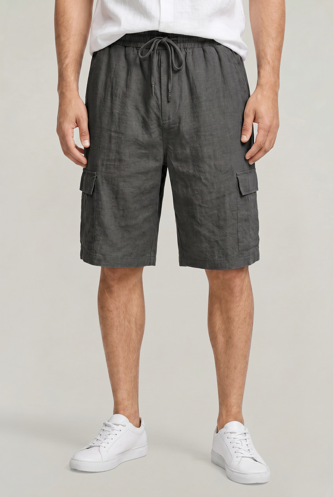 Levi | Refined Drawstring Cargo Linen Shorts