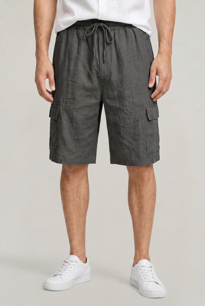 Levi | Refined Drawstring Cargo Linen Shorts