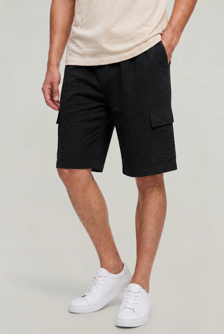Levi | Refined Drawstring Cargo Linen Shorts