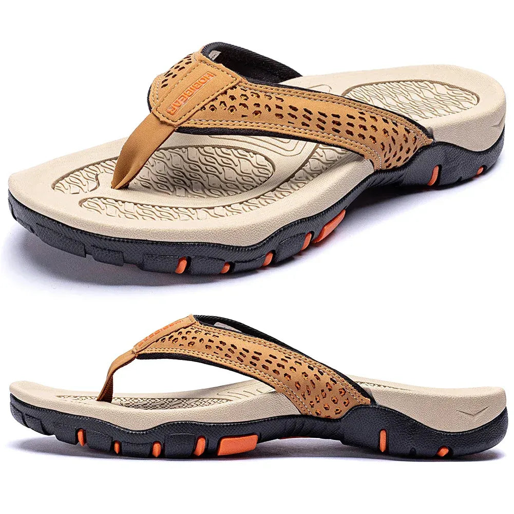 Lincoln | Perforated Mens Slides Thong Sandals