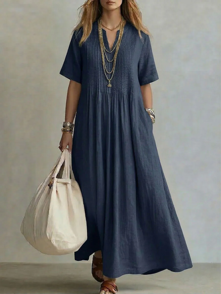 Lola | Timeless Pleated V-Neck Maxi Summer Dresses