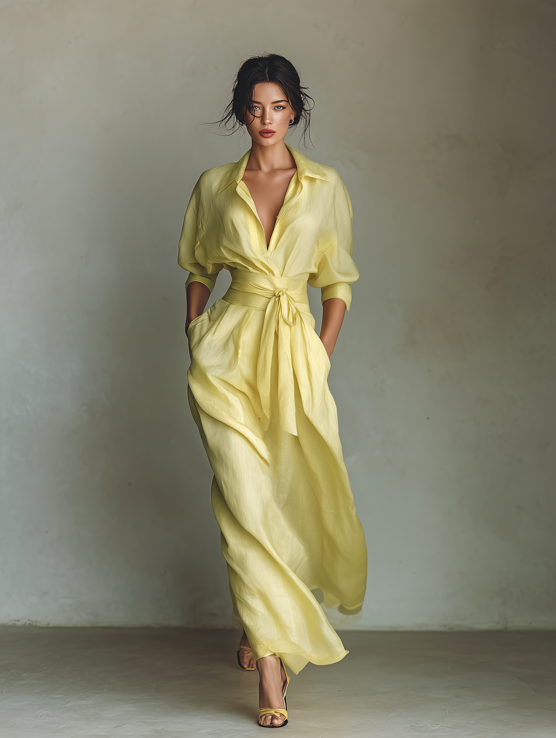 Lucy | Relaxed Tie Waist Maxi Linen Dress