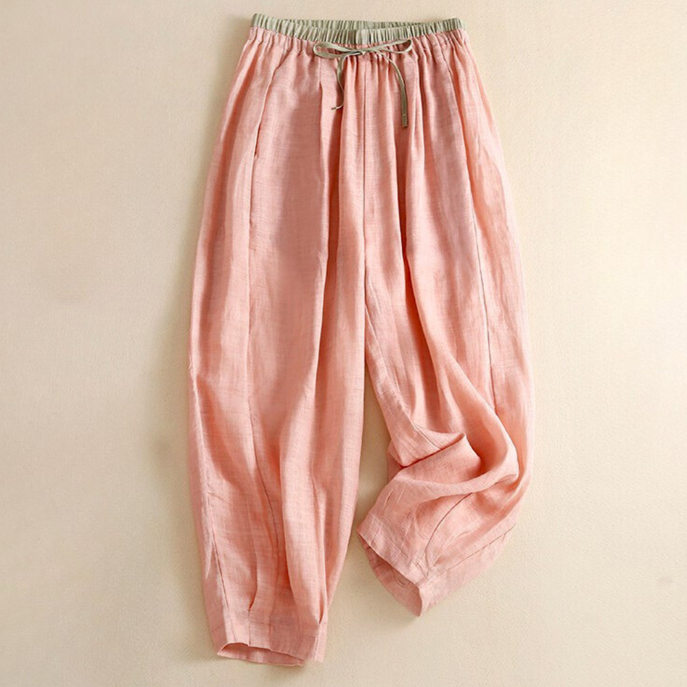 Lucy | Timeless Drawstring Tapered Linen Pants