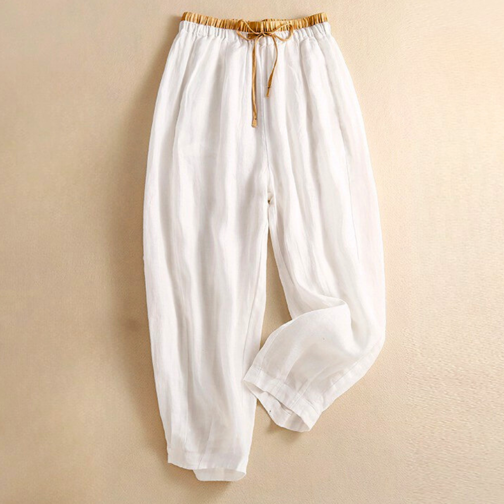 Lucy | Timeless Drawstring Tapered Linen Pants