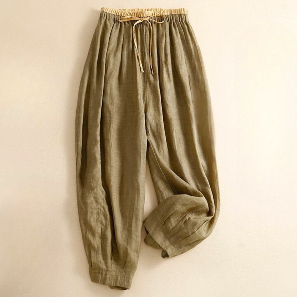 Lucy | Timeless Drawstring Tapered Linen Pants