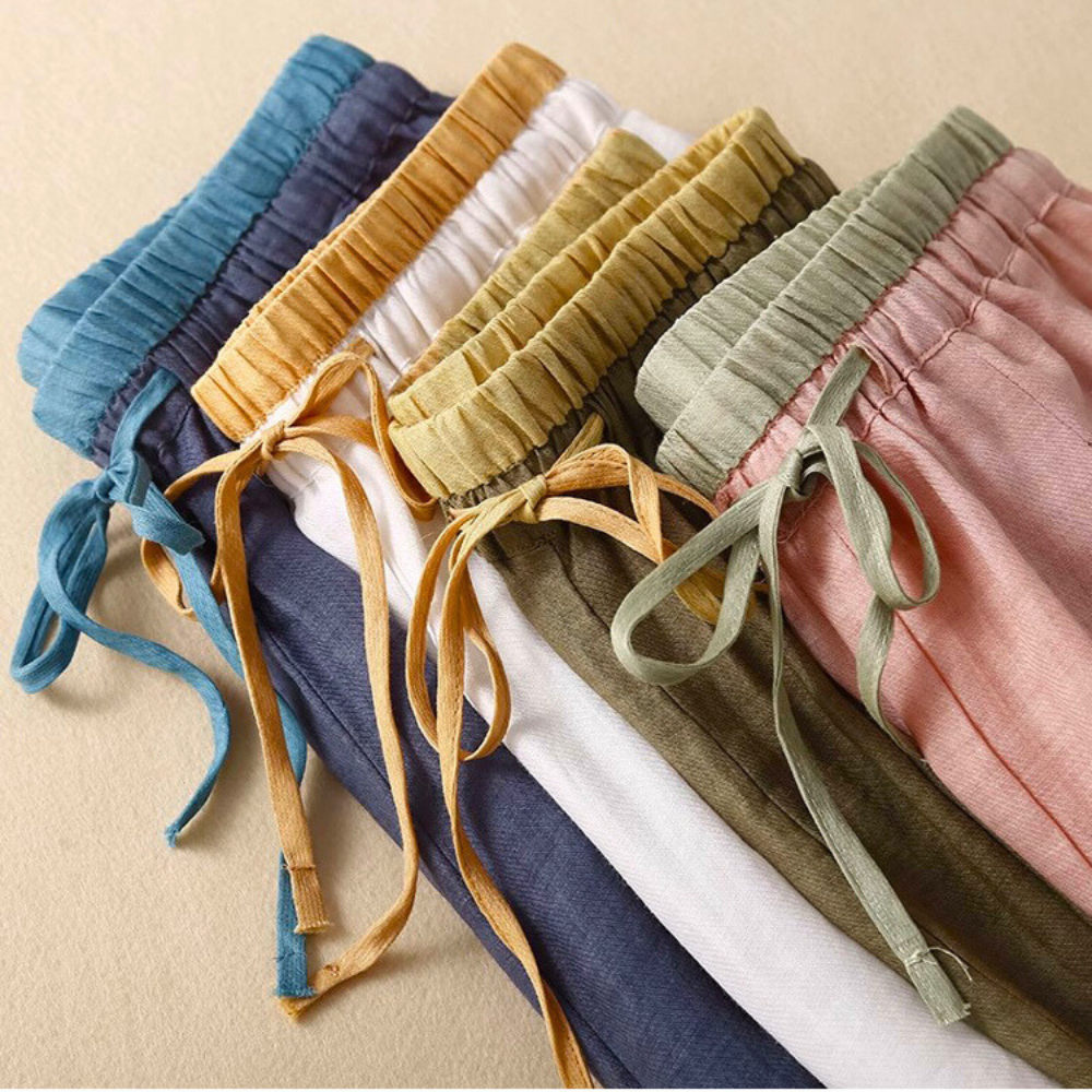 Lucy | Timeless Drawstring Tapered Linen Pants