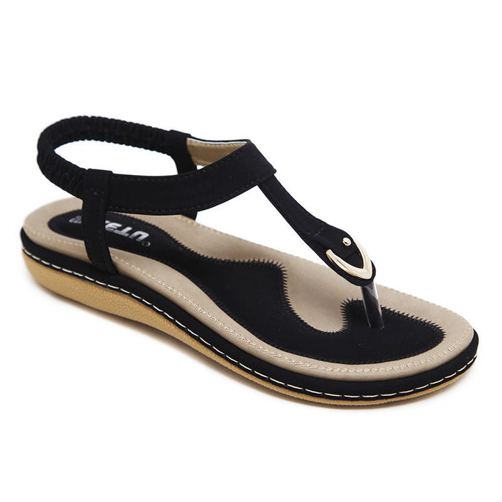 Luna | Elegant T-Bar Slingback Flat Sandals