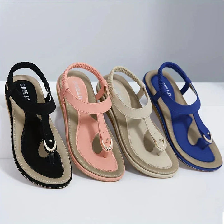 Luna | Elegant T-Bar Slingback Flat Sandals