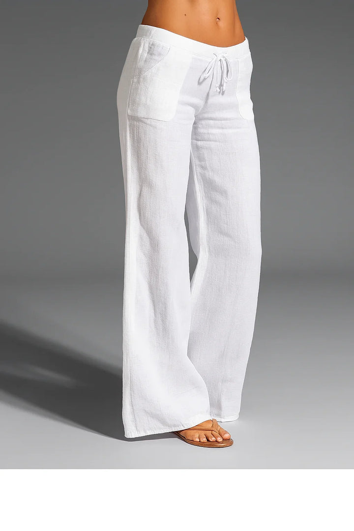 Mackenzie | Stylish Wide Leg Drawstring Linen Pants