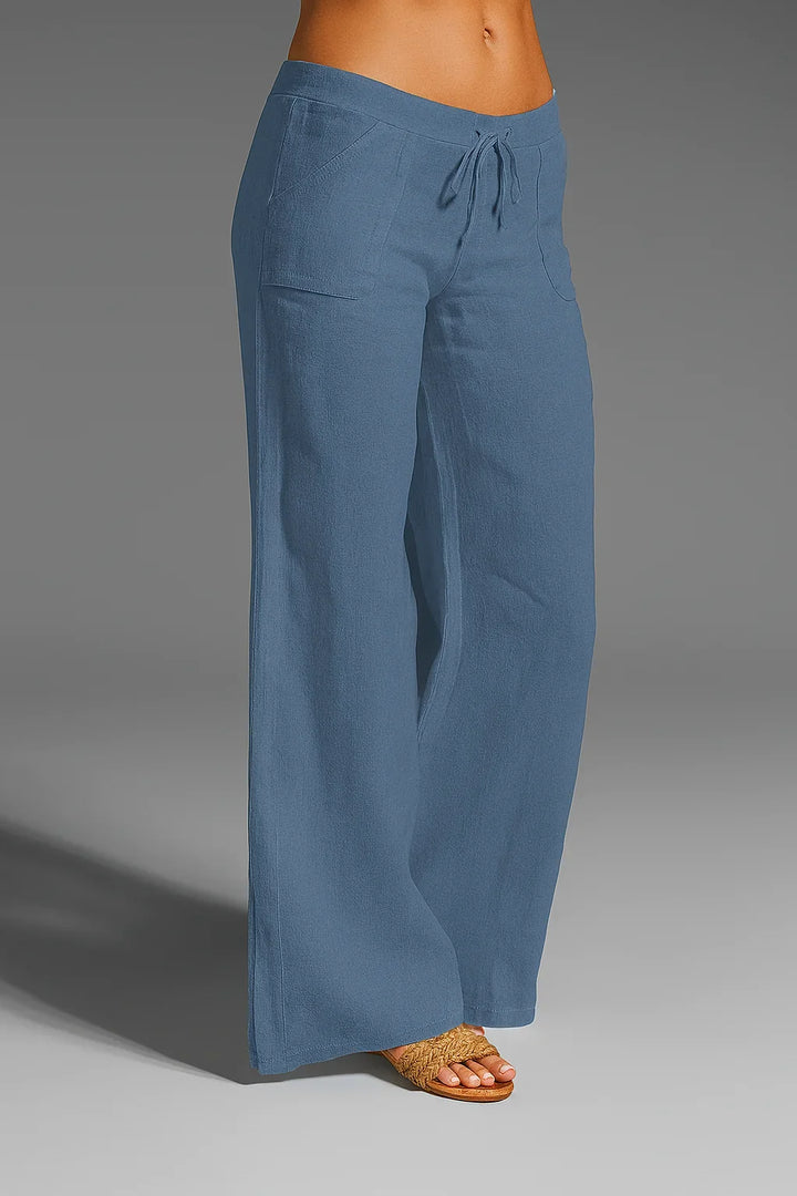 Mackenzie | Stylish Wide Leg Drawstring Linen Pants