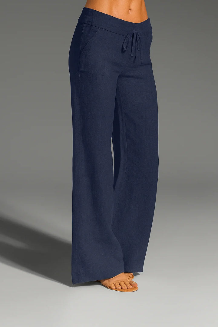 Mackenzie | Stylish Wide Leg Drawstring Linen Pants