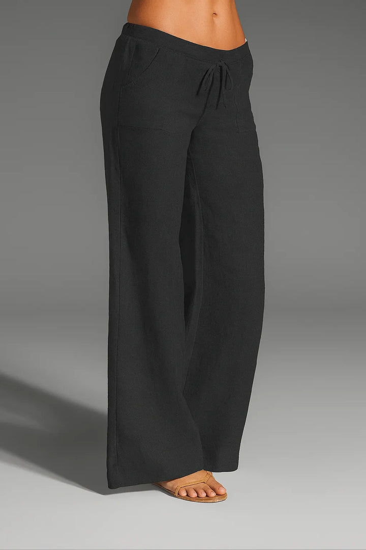 Mackenzie | Stylish Wide Leg Drawstring Linen Pants