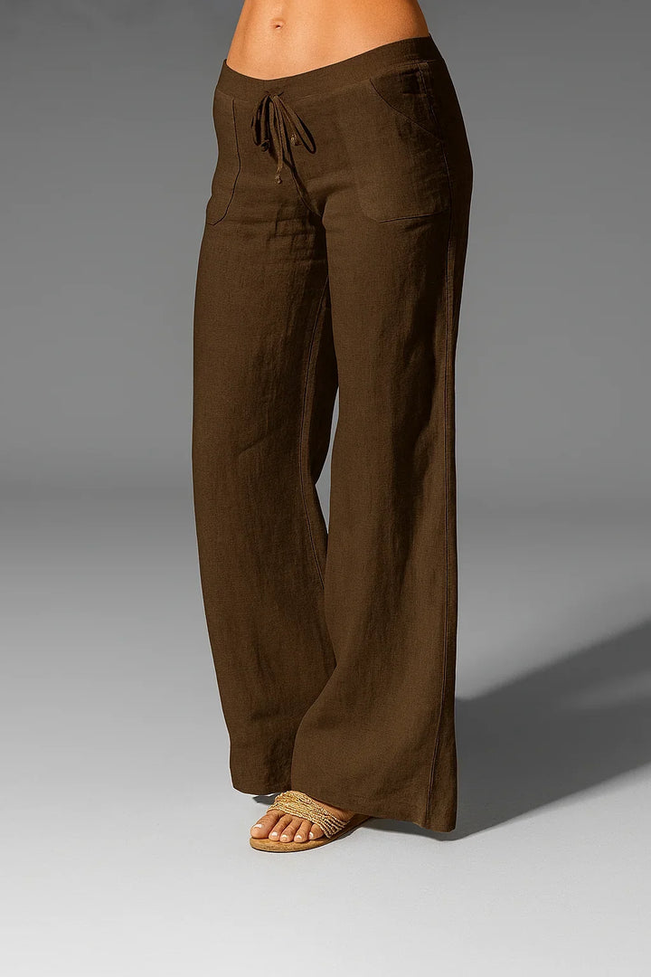 Mackenzie | Stylish Wide Leg Drawstring Linen Pants