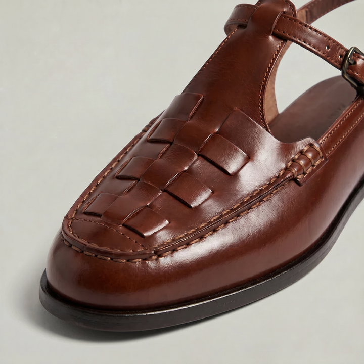 Margot | Woven Closed Toe Slingback Flat Sandals