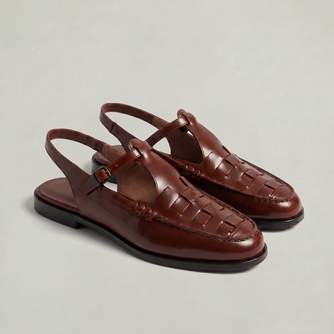 Margot | Woven Closed Toe Slingback Flat Sandals