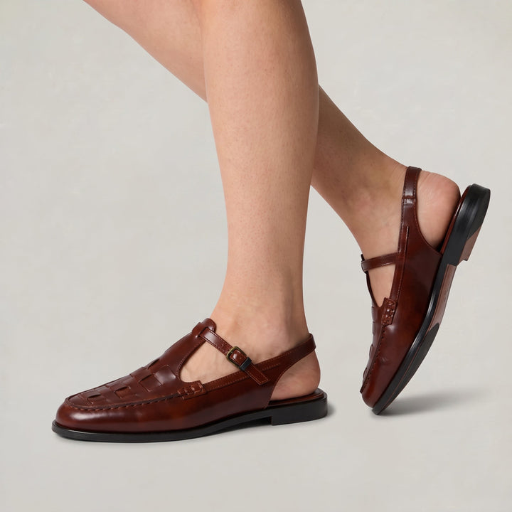 Margot | Woven Closed Toe Slingback Flat Sandals