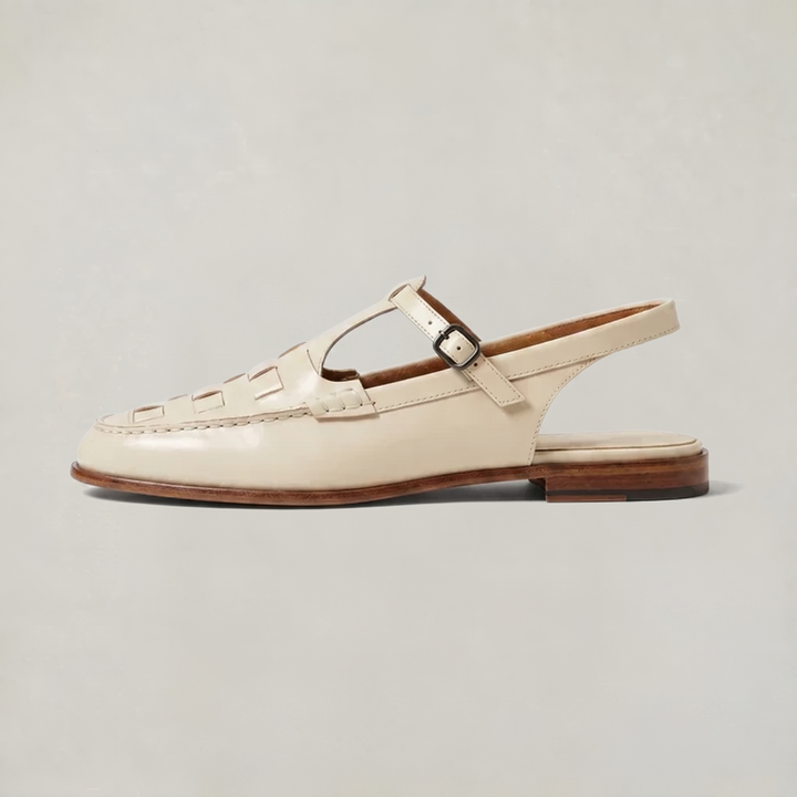 Margot | Woven Closed Toe Slingback Flat Sandals