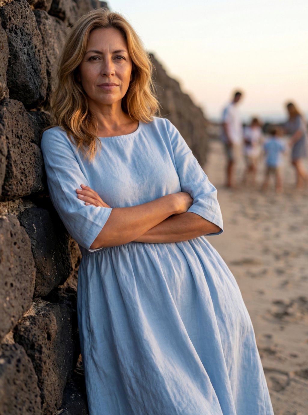 Matilda | Refined Gathered A-Line Midi Dress with Sleeves