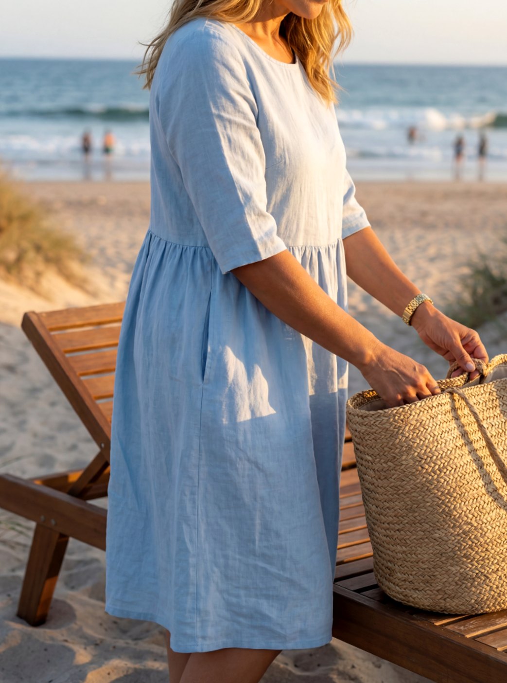 Matilda | Refined Gathered A-Line Midi Dress with Sleeves