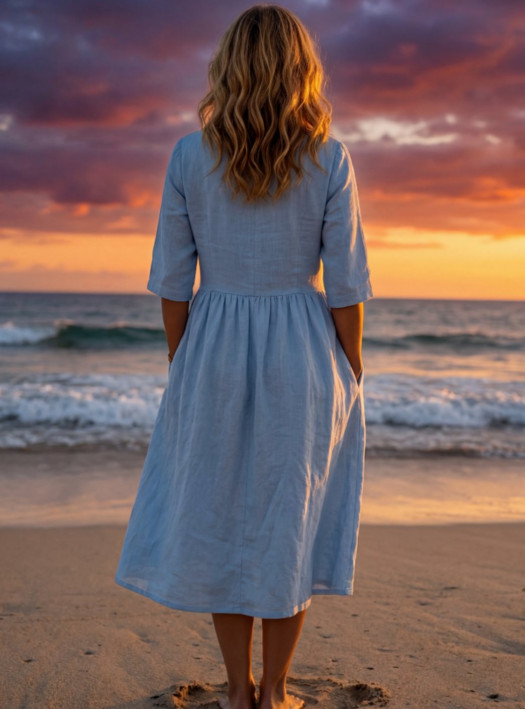 Matilda | Refined Gathered A-Line Midi Dress with Sleeves