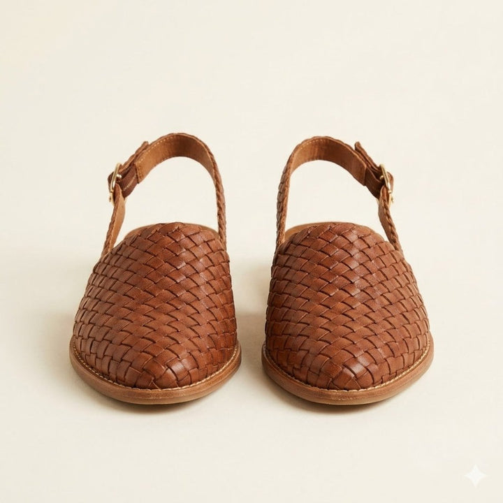 Matilda | Stylish Woven Closed Toe Slingback Flat Sandals
