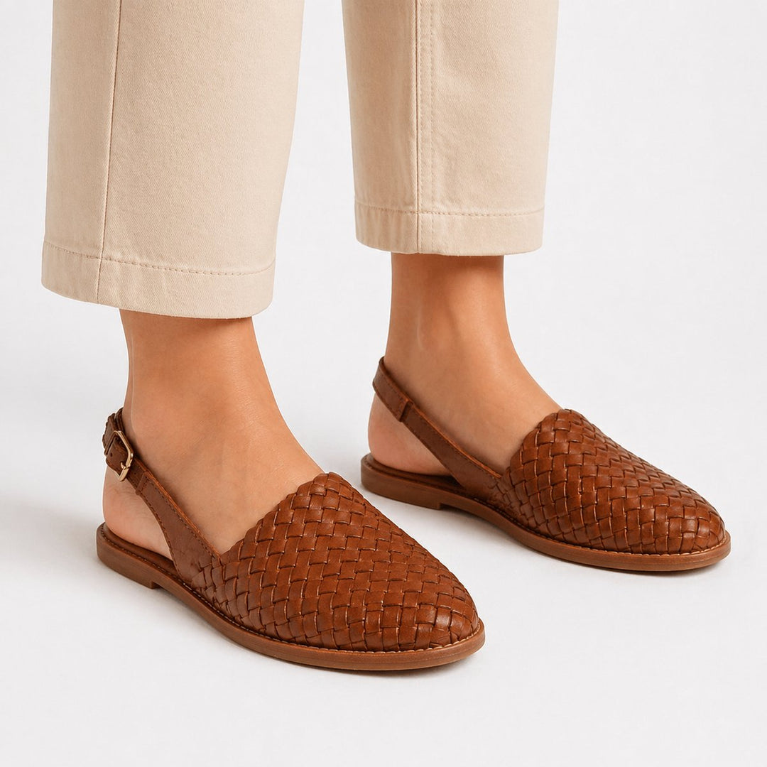 Matilda | Stylish Woven Closed Toe Slingback Flat Sandals