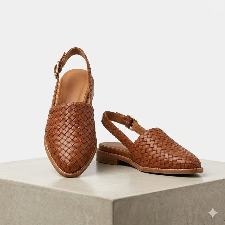 Matilda | Stylish Woven Closed Toe Slingback Flat Sandals