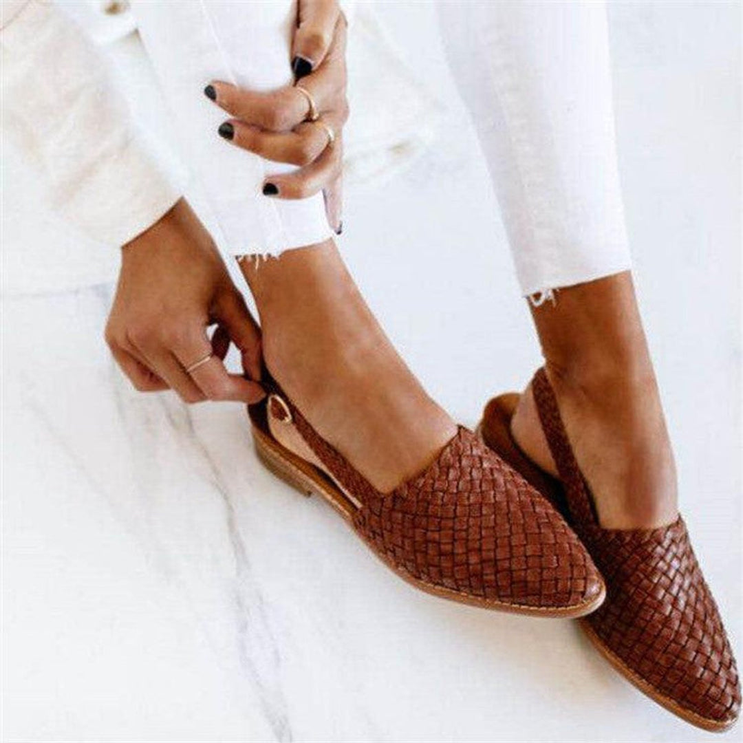 Matilda | Stylish Woven Closed Toe Slingback Flat Sandals
