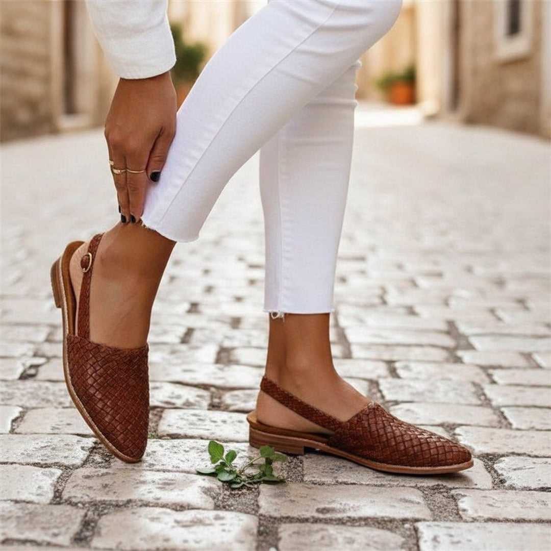 Matilda | Stylish Woven Closed Toe Slingback Flat Sandals
