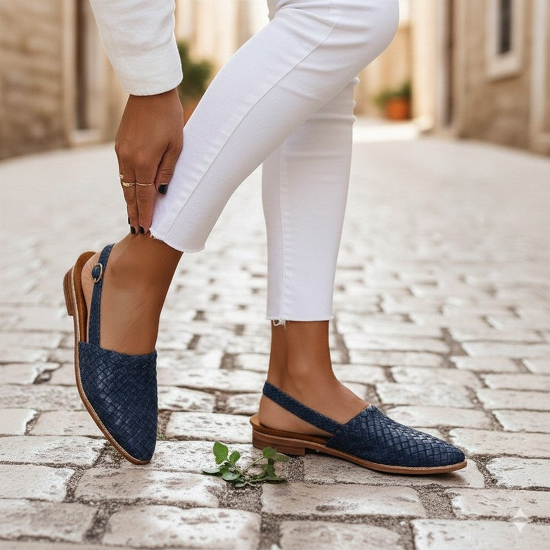Matilda | Stylish Woven Closed Toe Slingback Flat Sandals