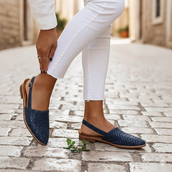 Matilda | Stylish Woven Closed Toe Slingback Flat Sandals