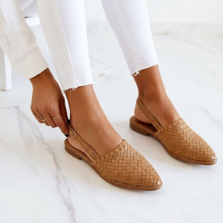 Matilda | Stylish Woven Closed Toe Slingback Flat Sandals