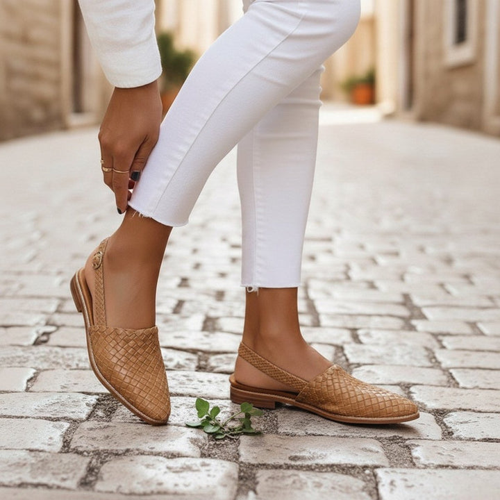 Matilda | Stylish Woven Closed Toe Slingback Flat Sandals