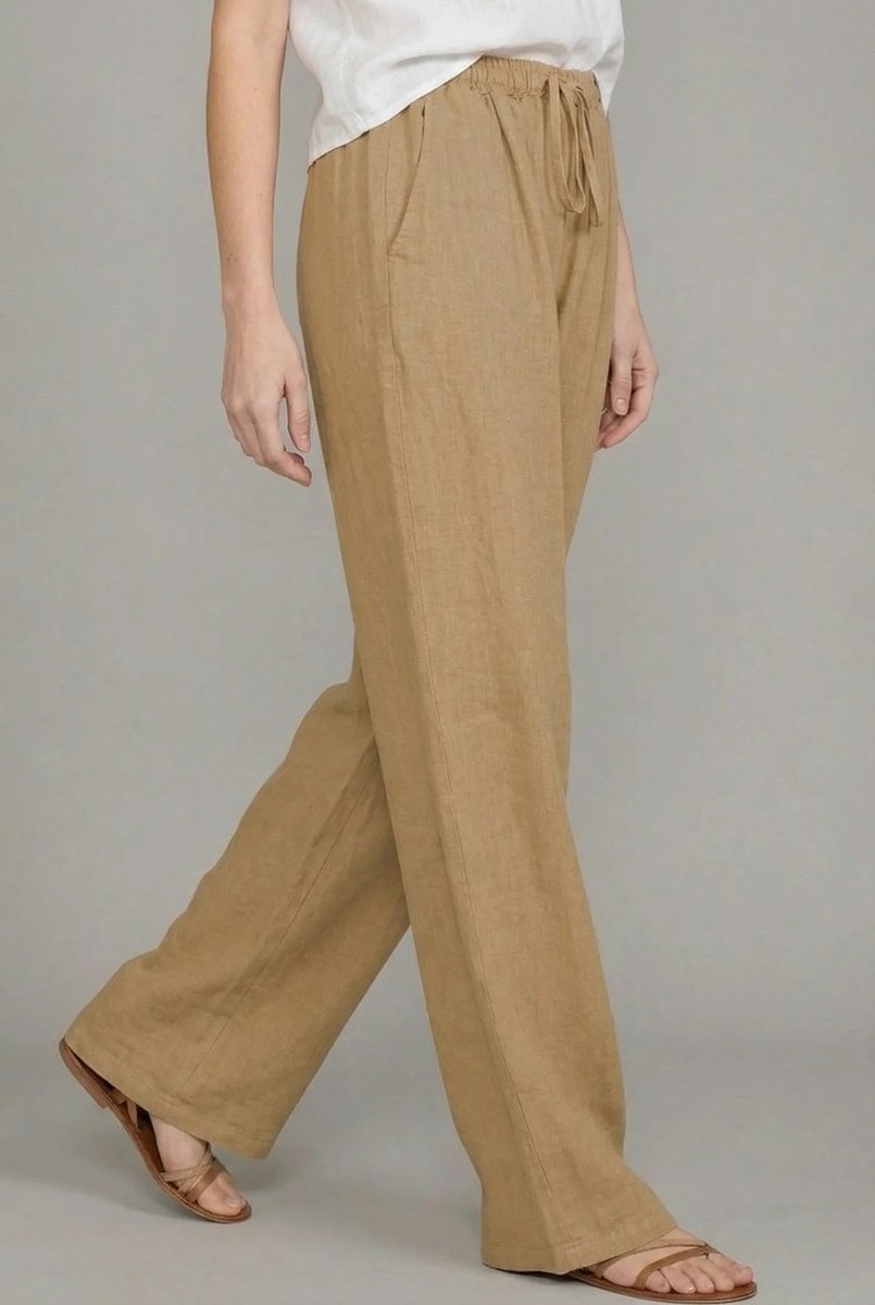 Nora | Polished Wide Leg Drawstring Linen Pants