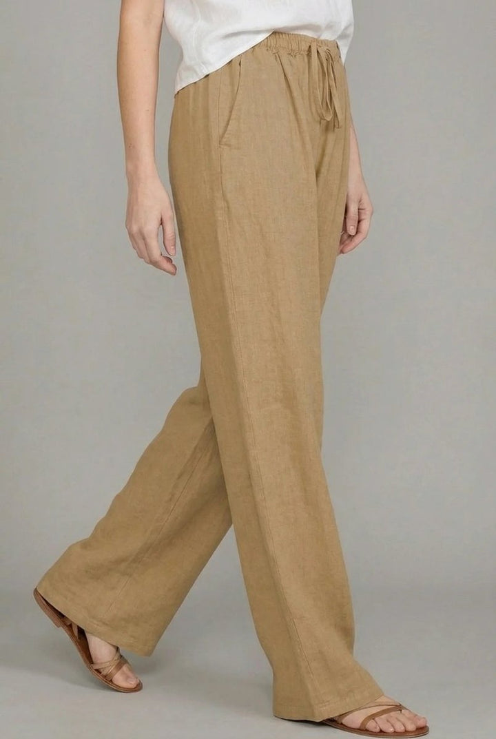 Nora | Polished Wide Leg Drawstring Linen Pants