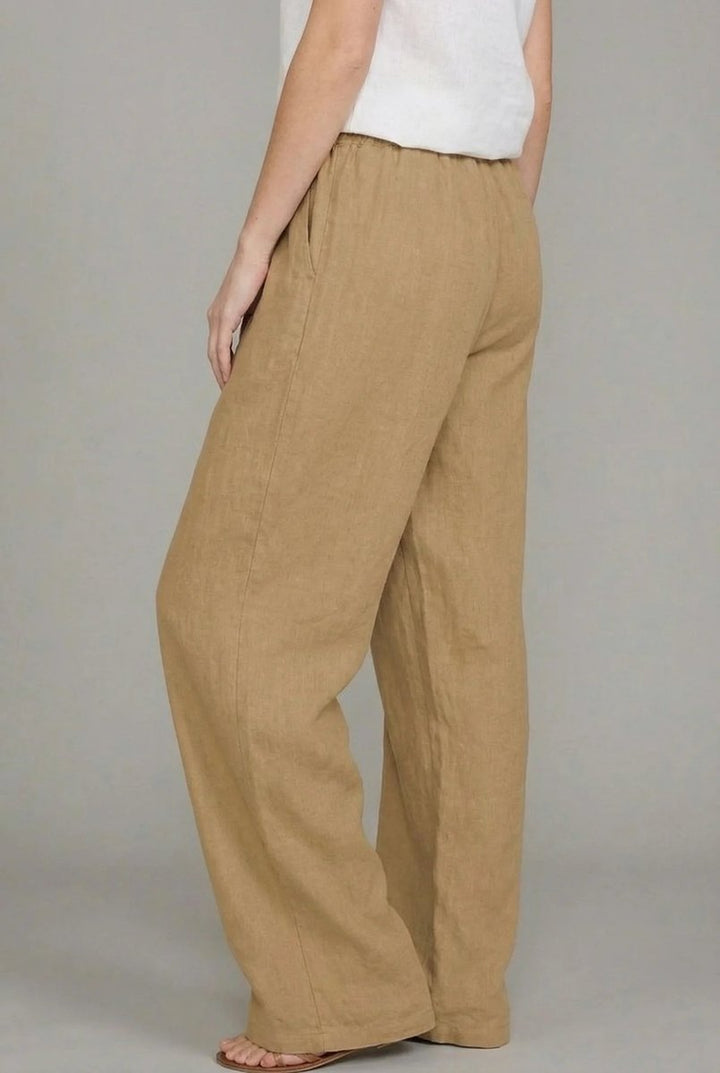Nora | Polished Wide Leg Drawstring Linen Pants