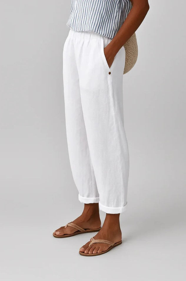 Penelope | Effortless Cuffed Elastic Waist Linen Pants