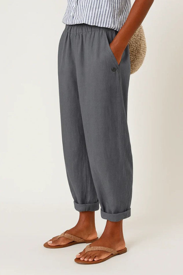 Penelope | Effortless Cuffed Elastic Waist Linen Pants
