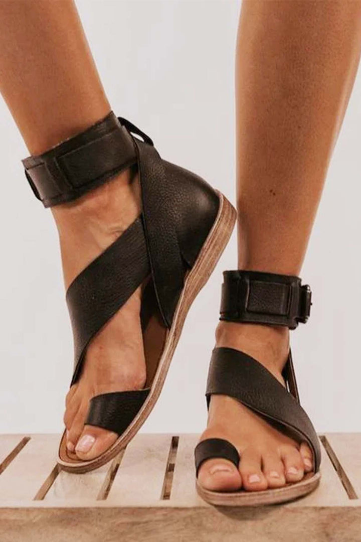 Penelope | Stylish Crisscross Ankle Strap Flat Sandals