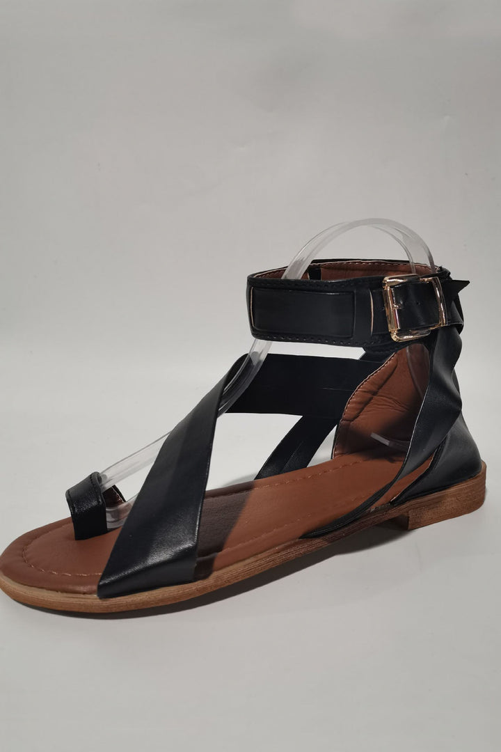 Penelope | Stylish Crisscross Ankle Strap Flat Sandals