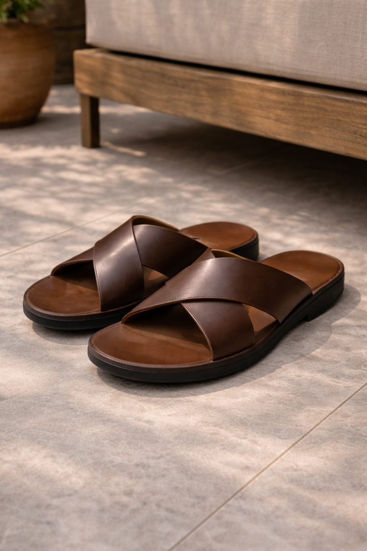 Remy | Classic Cross Strap Mens Slides