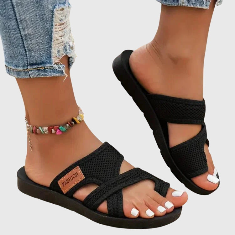 Rose | Timeless Cross Strap Slide Flat Sandals