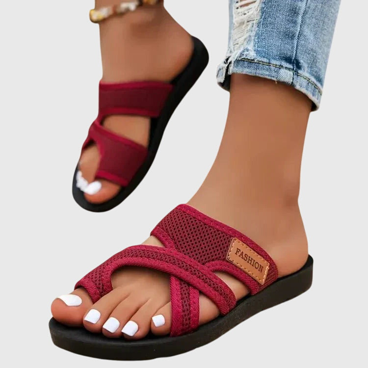 Rose | Timeless Cross Strap Slide Flat Sandals