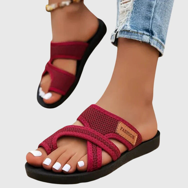 Rose | Timeless Cross Strap Slide Flat Sandals